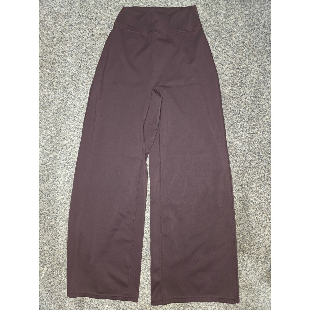 OQQ Womens Espresso Brown Wide Leg Yoga Pants High Waisted Athletic Trousers S